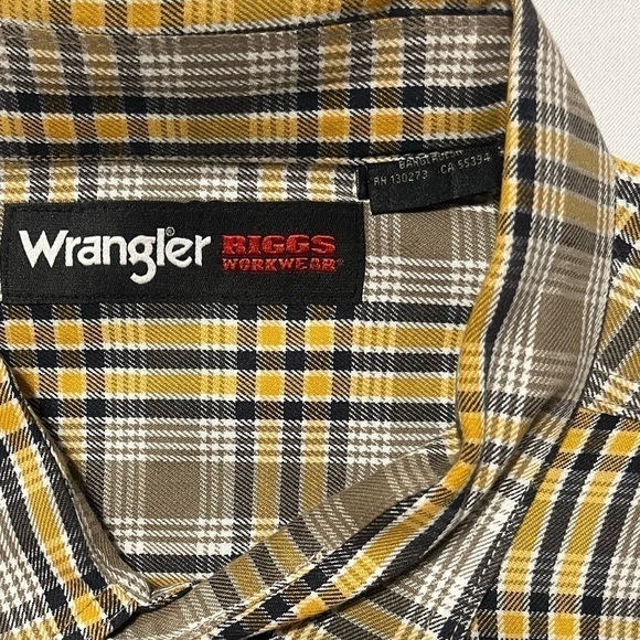 WRANGLER RIGGS WORKWEAR BIG MAN LONG SLEEVE FOREMAN PLAID WORK SHIRT 4X - Picture 7 of 12